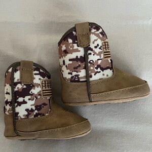 NEW Ariat Lil Stompers Patriot USA Flag Western Boots Size 2 Infant Brown Camo